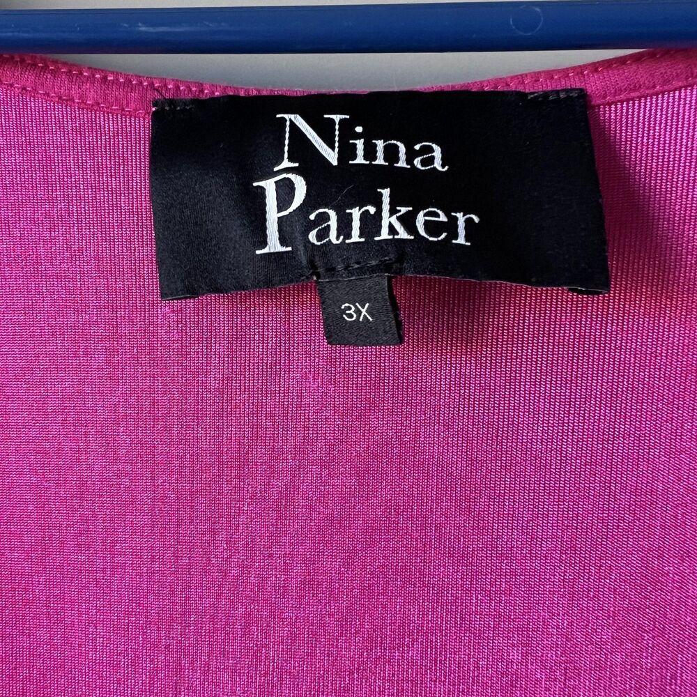 Nina Parker Dress Womens 3X Pink Red Colorblock Sleeveless Ruched Tulip Hem Maxi - Picture 5 of 9